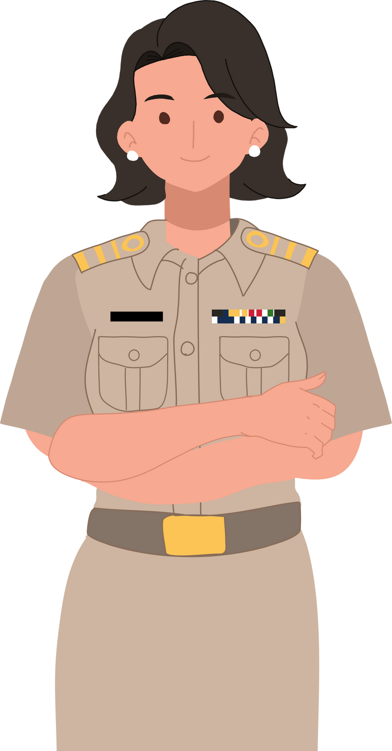 Thai government officer, teacher. avatar of people in government job wearing government uniforms.